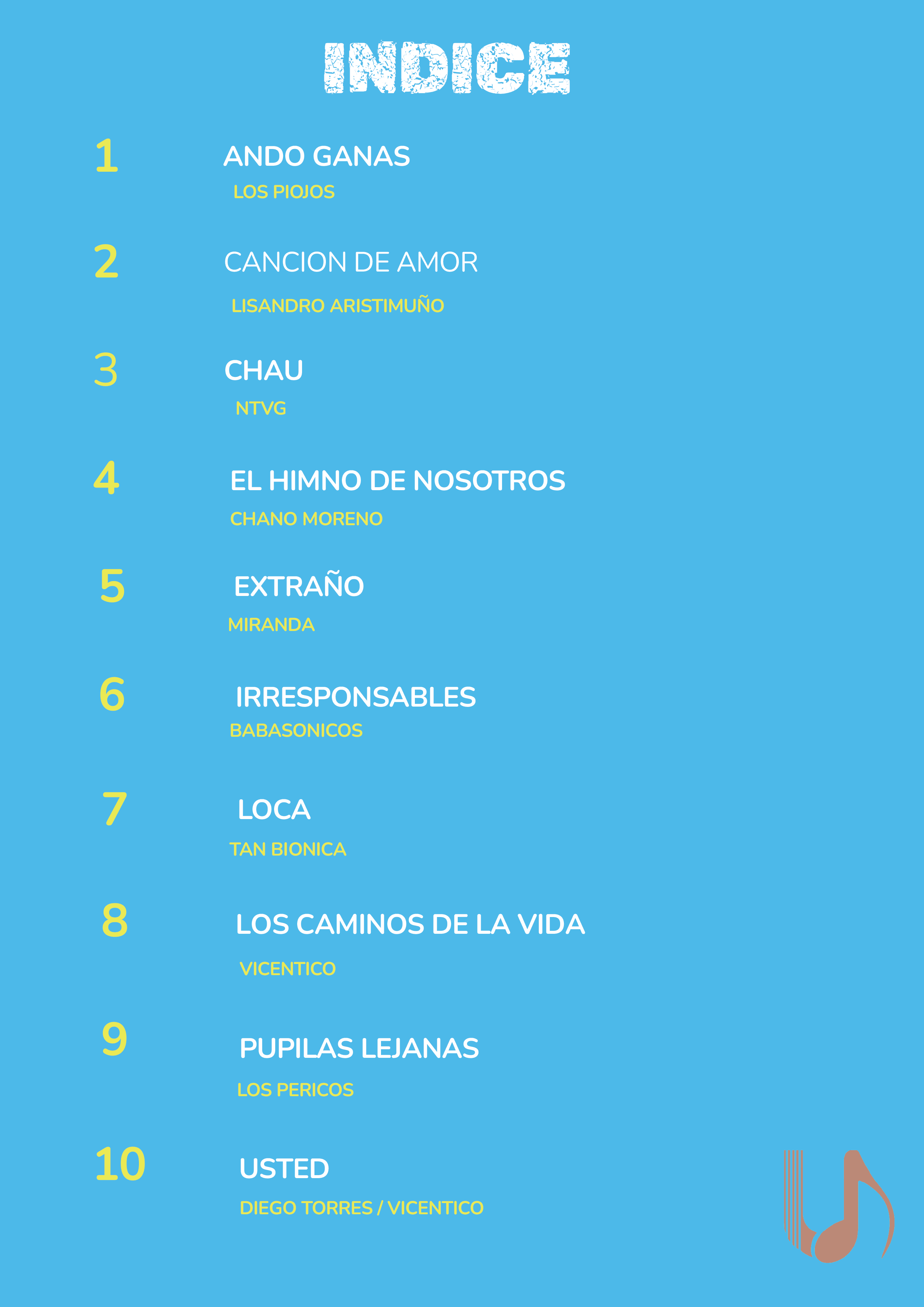 Índice de CANCIONES DE FIESTAS Y CELEBRACIONES - Volumen 3