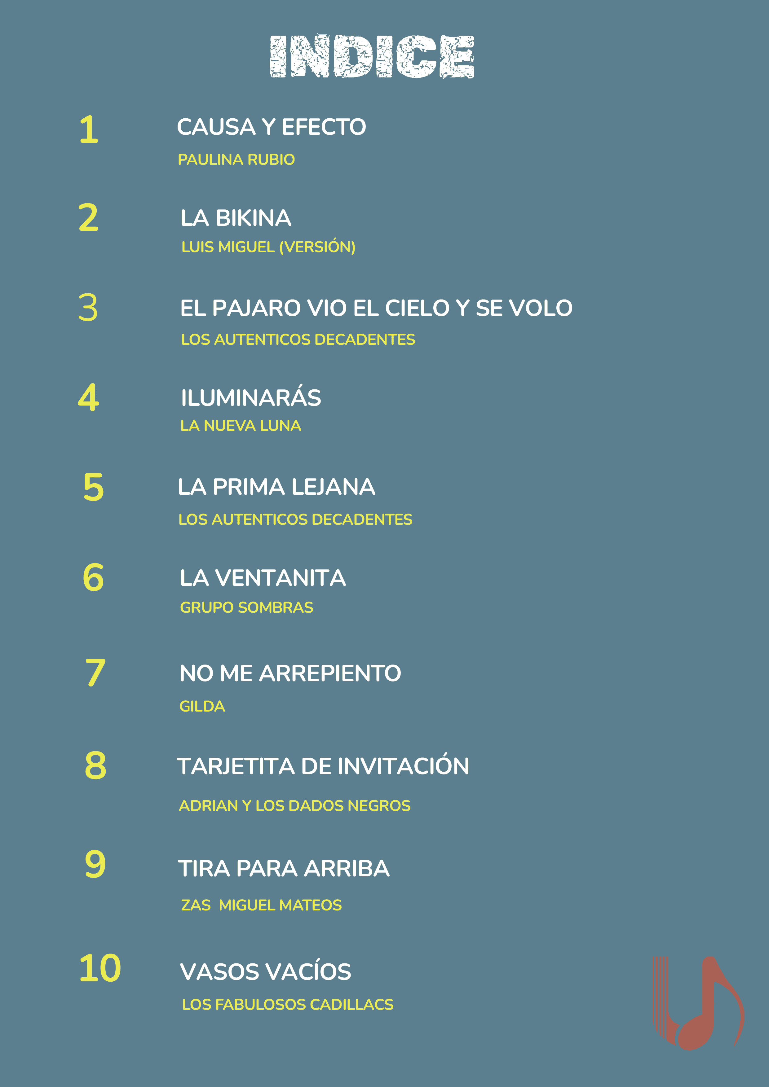 Índice de CANCIONES DE FIESTAS Y CELEBRACIONES - Volumen 2