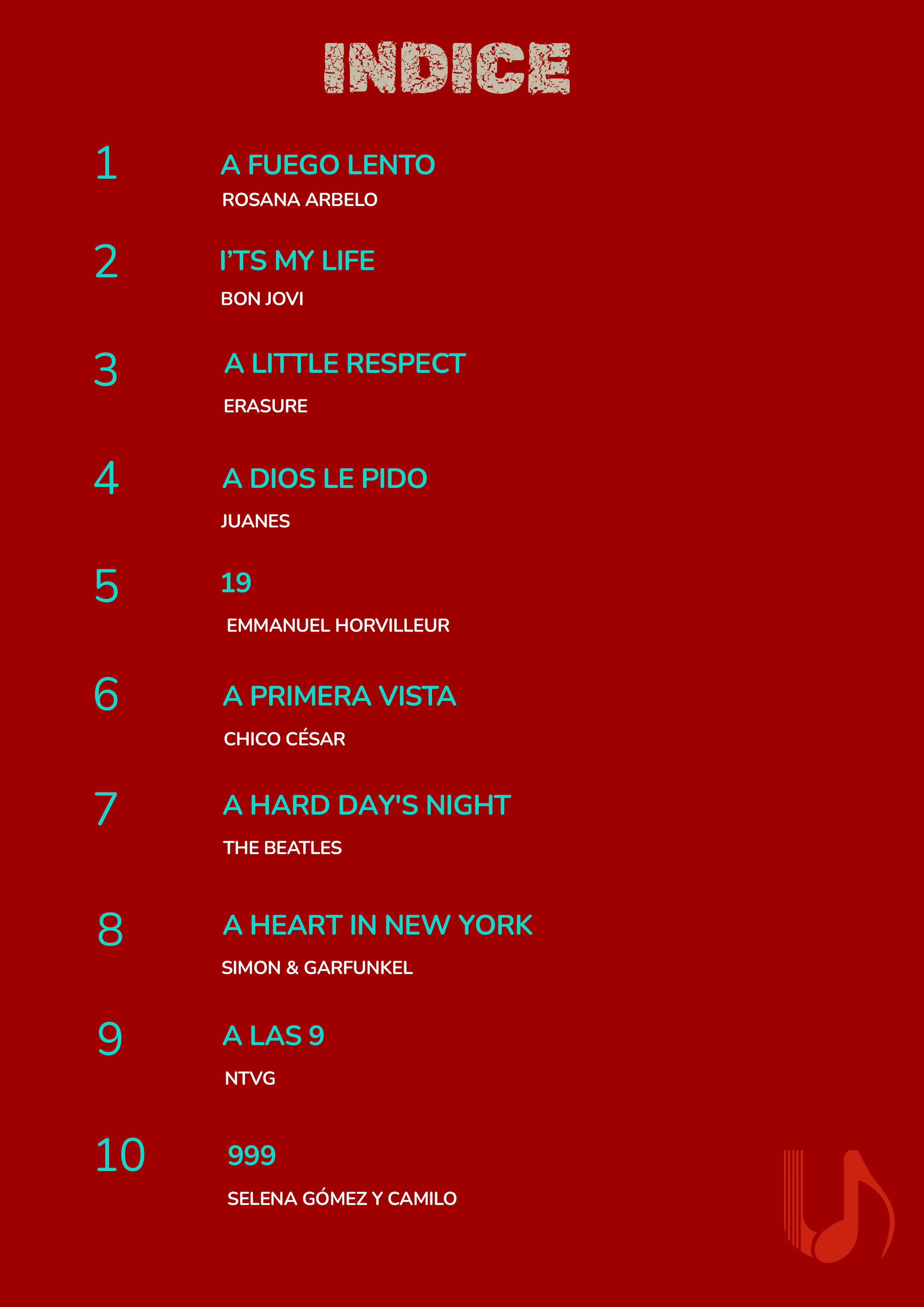 Índice de POP Y ROCK NACIONAL E INTERNACIONAL - Volumen 2